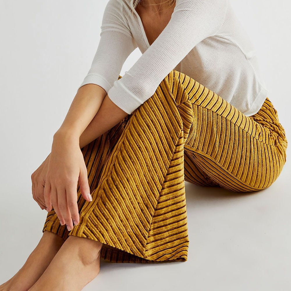 Free People Slim Pull-On Velvet Flare Pants